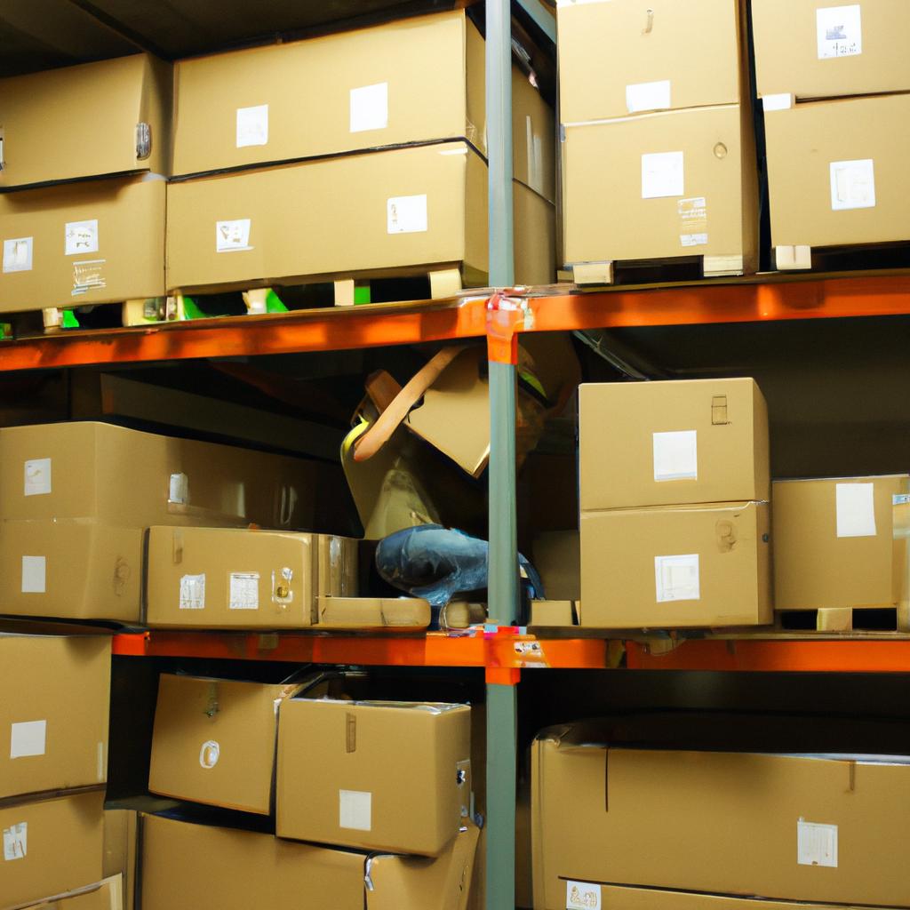Person packing boxes in warehouse